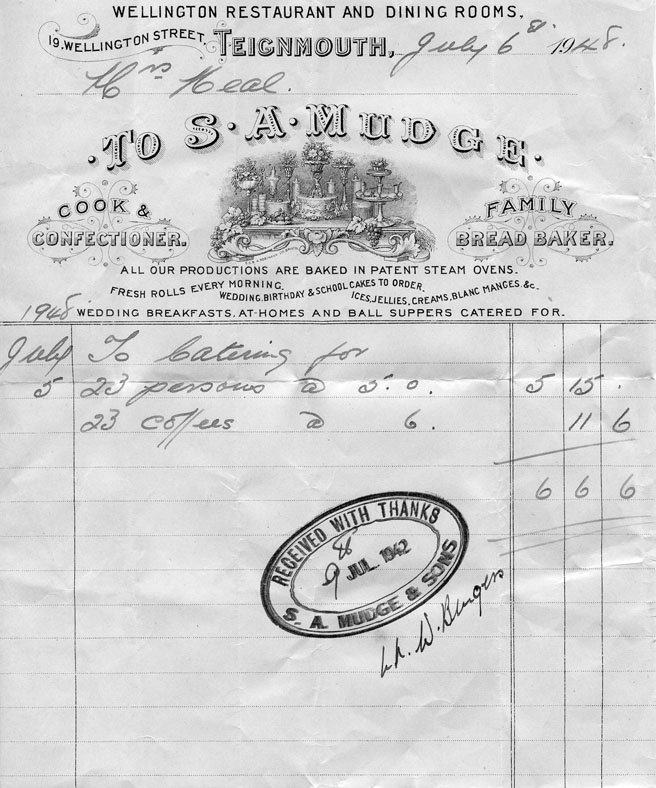 Fred and Daisy's wedding reception receipt